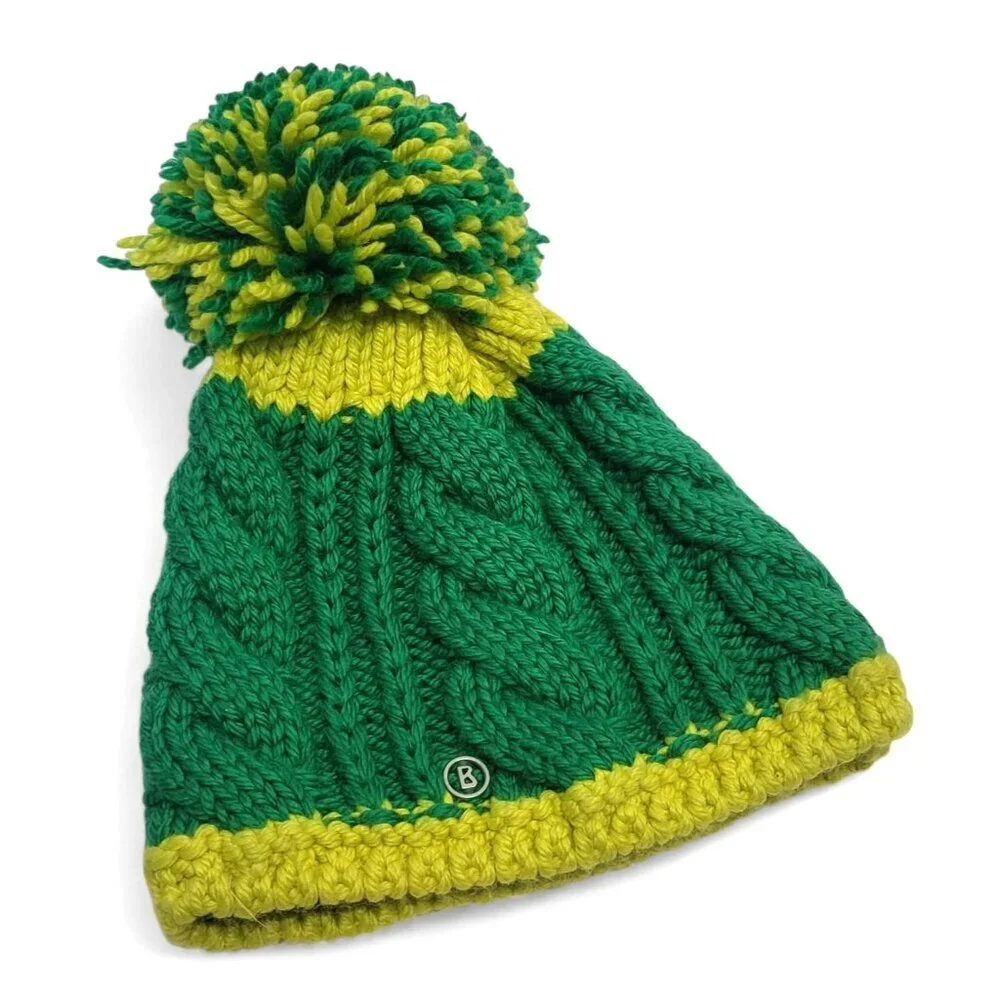 Bogner Cable Knit Pom Beanie Virgin Wool Alpine Hat